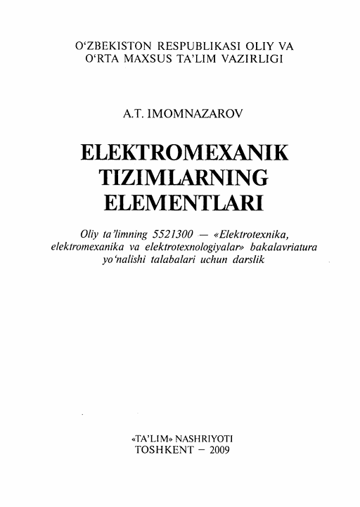 Elektromexanik tizimlarning elementlari