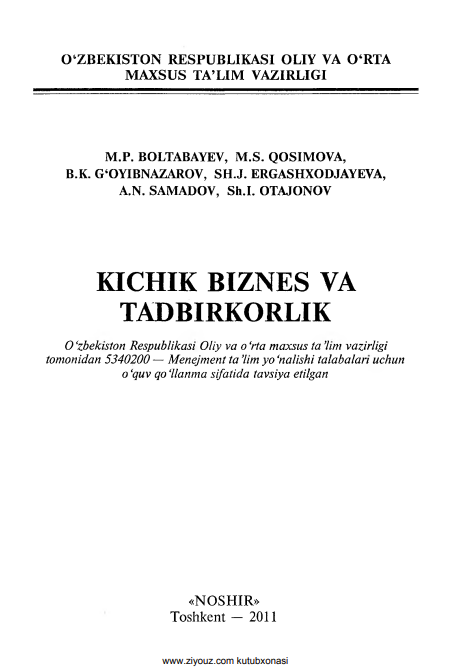 Kichik biznes va tadbirkorlik