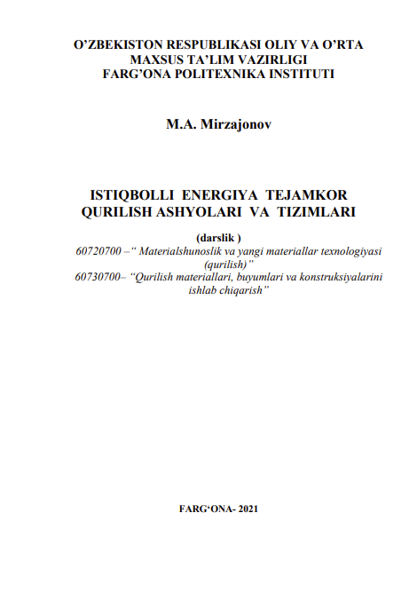 Istiqbolli energiya tejamkor qurilish ashyolari va tizimlari