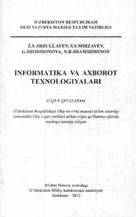 Informatika va axborot texnologiyalari