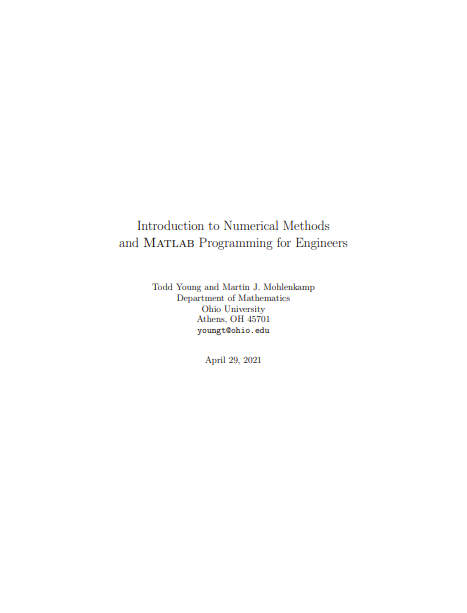 Introduction to Numerical Methods and MATLAB Programming for Engineers