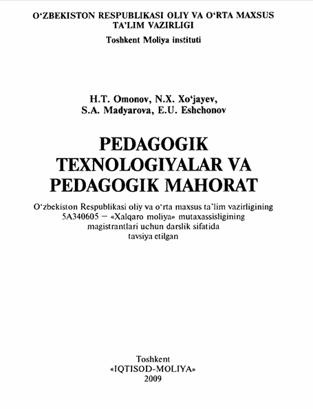 Pedagogik texnologiyalar va pedagogik mahorat