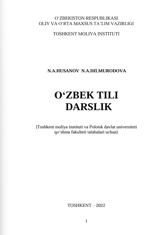 O'zbek tili darslik