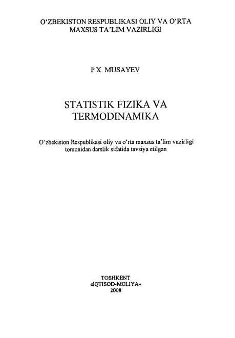Statistik fizika va Termodinamika