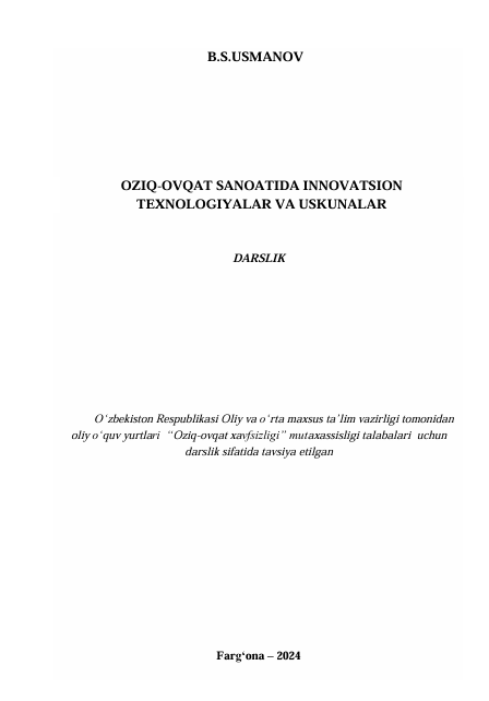 OZIQ-OVQAT SANOATIDA INNOVATSION  TEXNOLOGIYALAR VA USKUNALAR