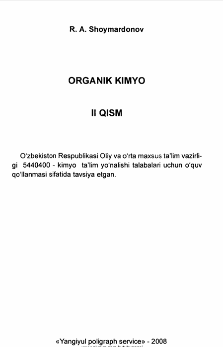 Organik kimyo 2-qism