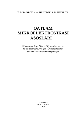 Qatlam mikroelektronikasi asoslari