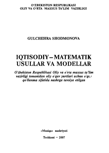 Iqtisodiy-matematik usullar va modellar