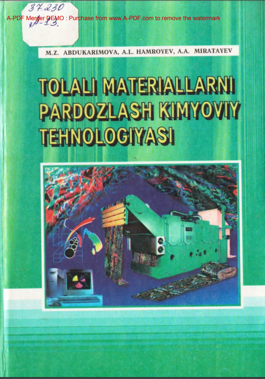 Tolali materiallarni pardozlash kimyoviy texnalogiyasi