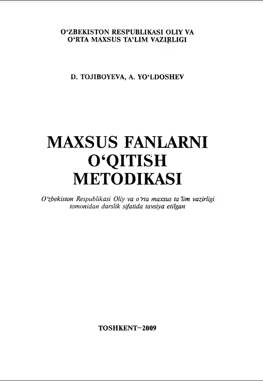 Maxsus fanlarni o'qitish metodikasi