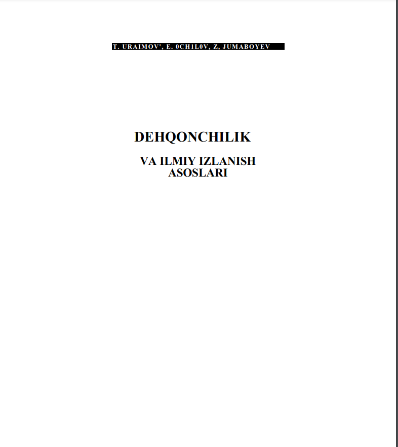 Dehqonchilik va ilmiy izlanish asoslari