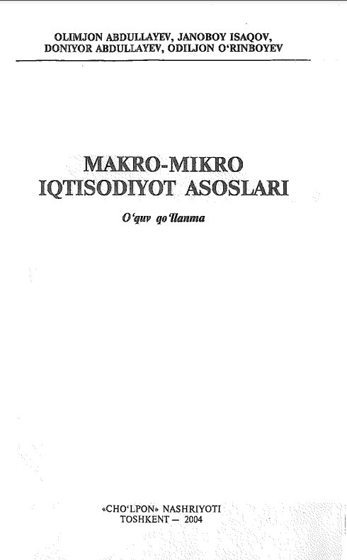 Makro-mikro iqtisodiyot asosalri