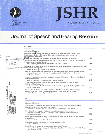 jshr.Journal of Speech and Hearing Research.Volume 39.Number 3.June 1996