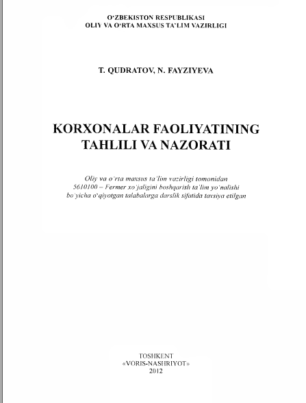 Korxonalar faoliyatining tahlili va nazorati