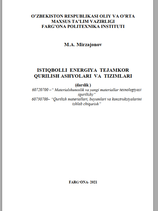 Istiqbolli energiya tejamkor qurilish ashyolari va tizimlari