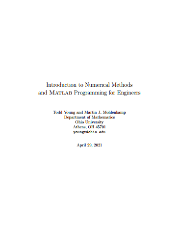 Introduction to Numerical Methods and MATLAB Programming for Engineers