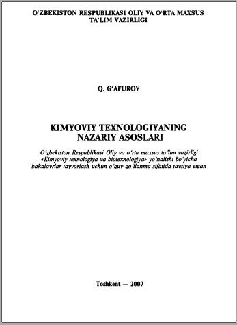 Kimyoviy texnologiyaning nazariy asoslari