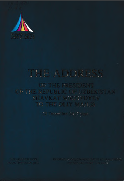 The address of the President of Republic of Uzbekistan Shavkat Mirziyoyev to the Oliy Majlis