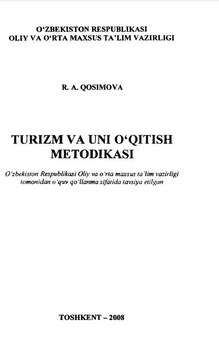 Turizm va uni o'qitish metodikasi