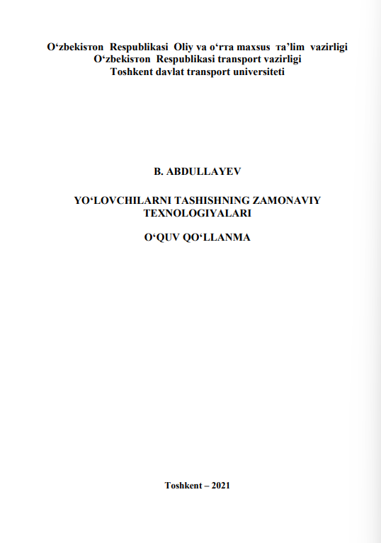 Yo'lovchilarni tashishning zamonaviy texnologiyalari