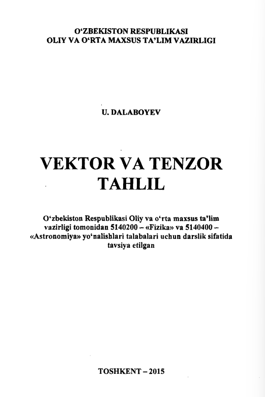 Vektor va tenzor tahlil